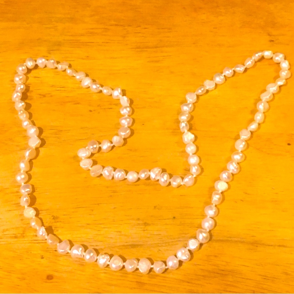 WOW! 28” REAL Baroque pearl (7mm) infinity necklace! 😀